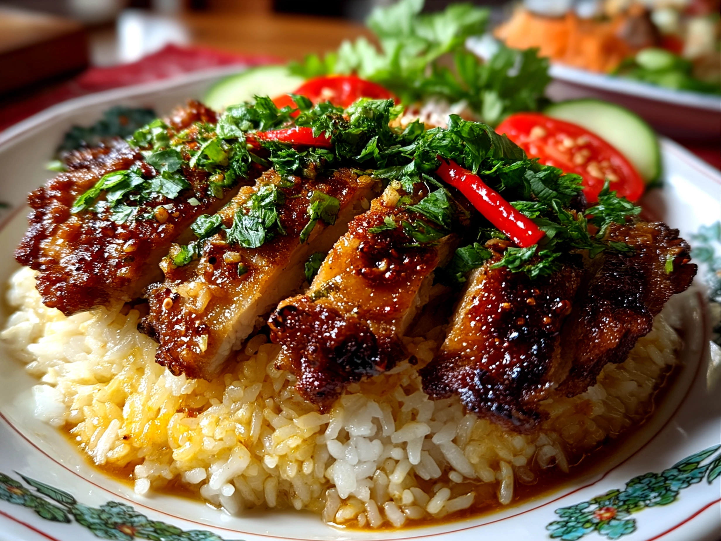 Smothered Chicken Rice served in a cozy bowl garnished with fresh parsley