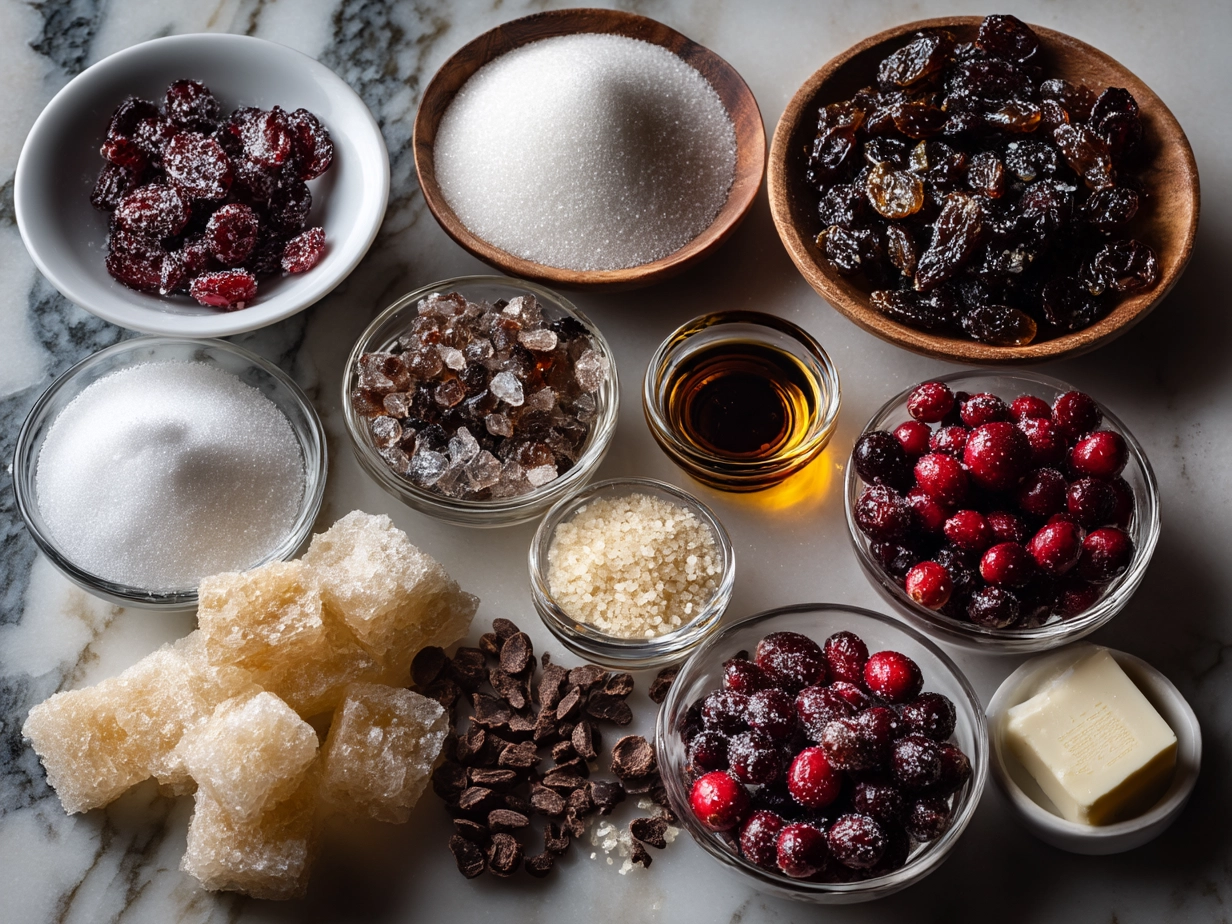 Ingredients for Sugared Candied Cranberries Soda